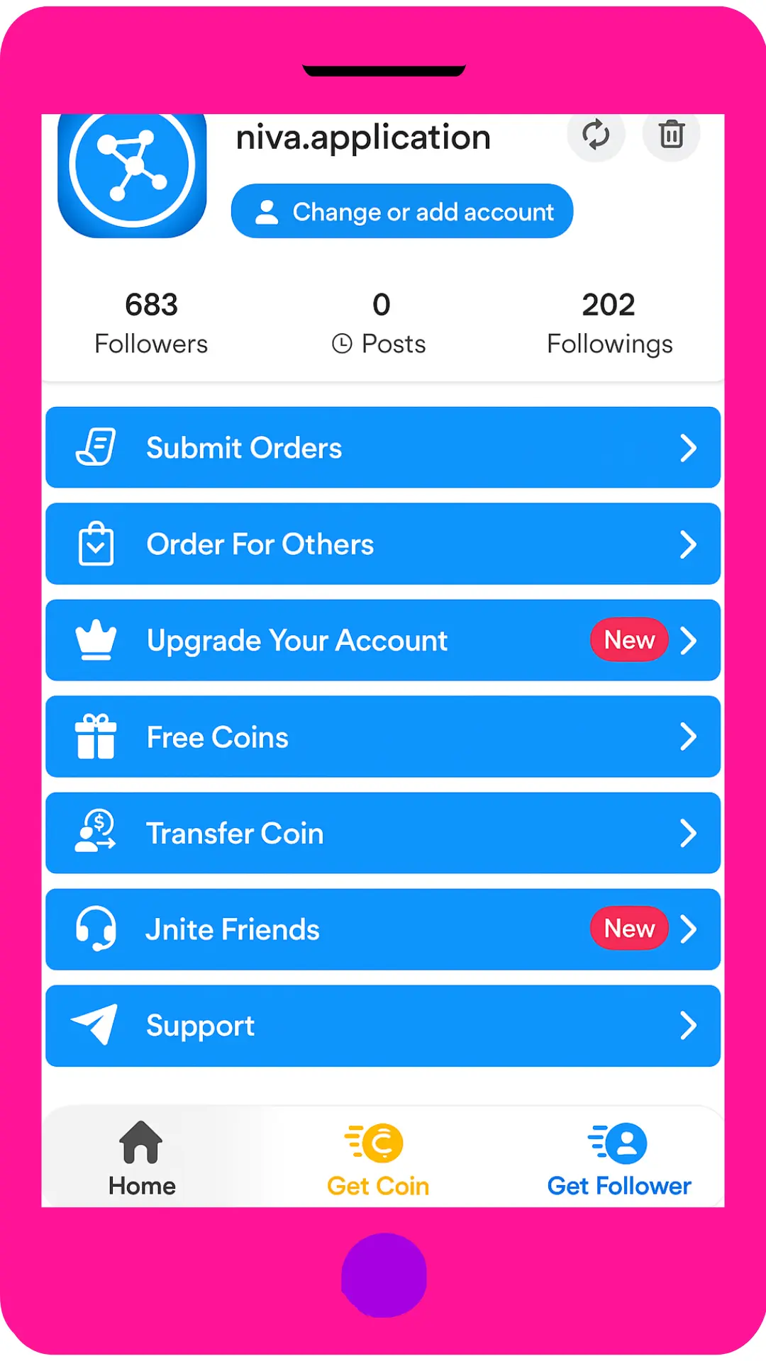 Niva Followers Account Setup