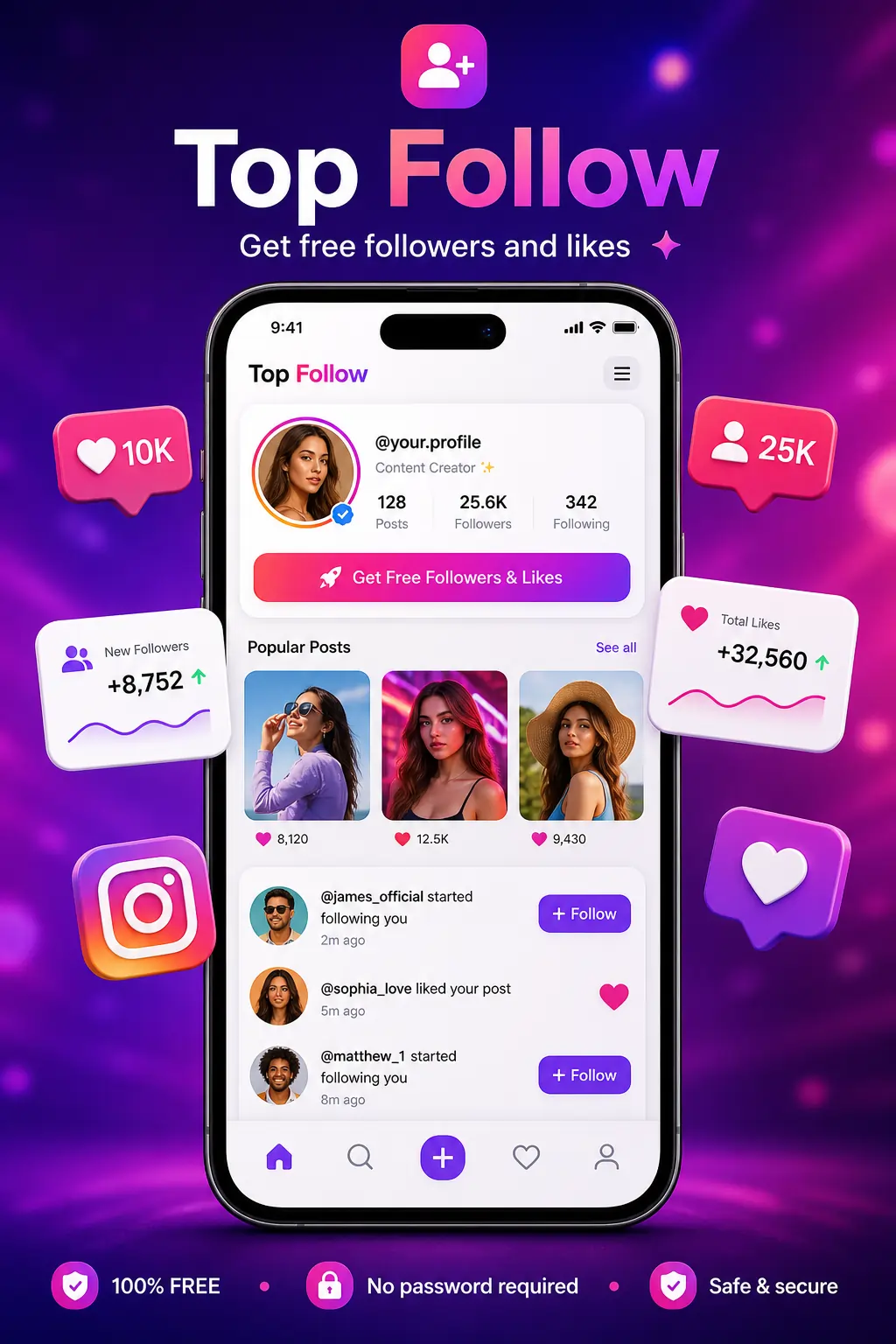 Top Follow APK interface